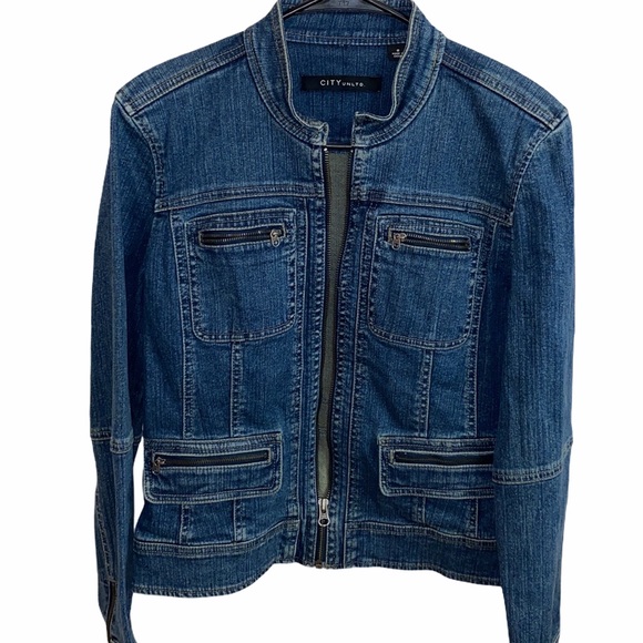 City UNLTD Nordstrom Bomber Style Jean Jacket 8 - Picture 1 of 7